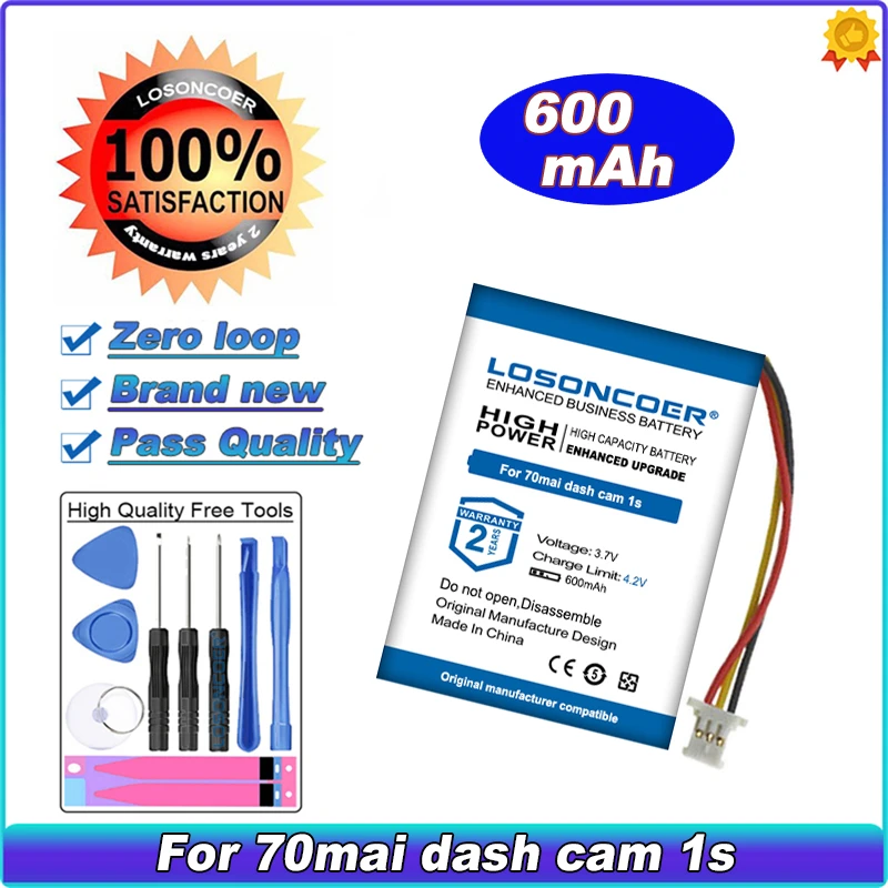 600mAh Battery For 70mai Smart Dash Cam 1S / Midrive D06, D07, For Xiaomi 70mai M300 Vehicle Camera Recorder 3 Wire Plug
600mAh Battery For 70mai Smart Dash Cam 1S / Midrive D06, D07, For Xiaomi 70mai M300 Vehicle Camera Recorder 3 Wire Plug