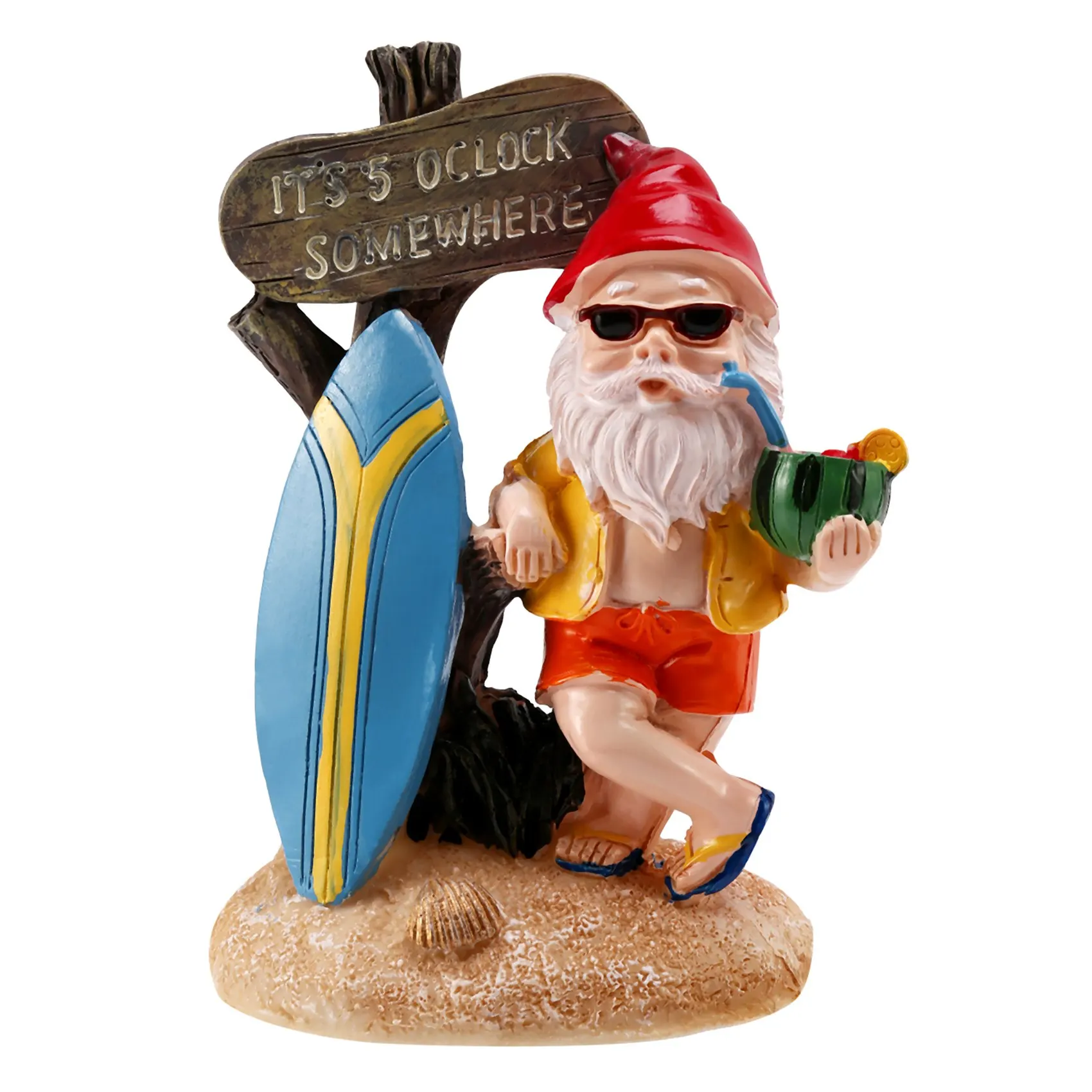 Resin Funny Gnome Figurines with Surfboard Welcome Sign It's 5 O'Clock Somewhere Statue Garden Yard Decoration
Resin Funny Gnome Figurines with Surfboard Welcome Sign It's 5 O'Clock Somewhere Statue Garden Yard Decoration