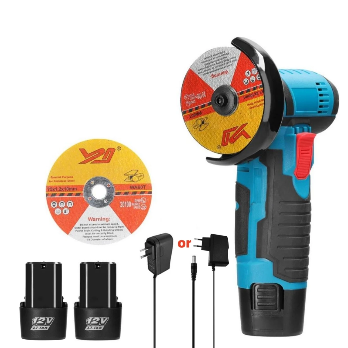 12V 500W Mini Angle Grinder with Rechargeable Lithium Battery Cordless Polishing Machine Diamond Cutting with 2 Cutting Disc
12V 500W Mini Angle Grinder with Rechargeable Lithium Battery Cordless Polishing Machine Diamond Cutting with 2 Cutting Disc