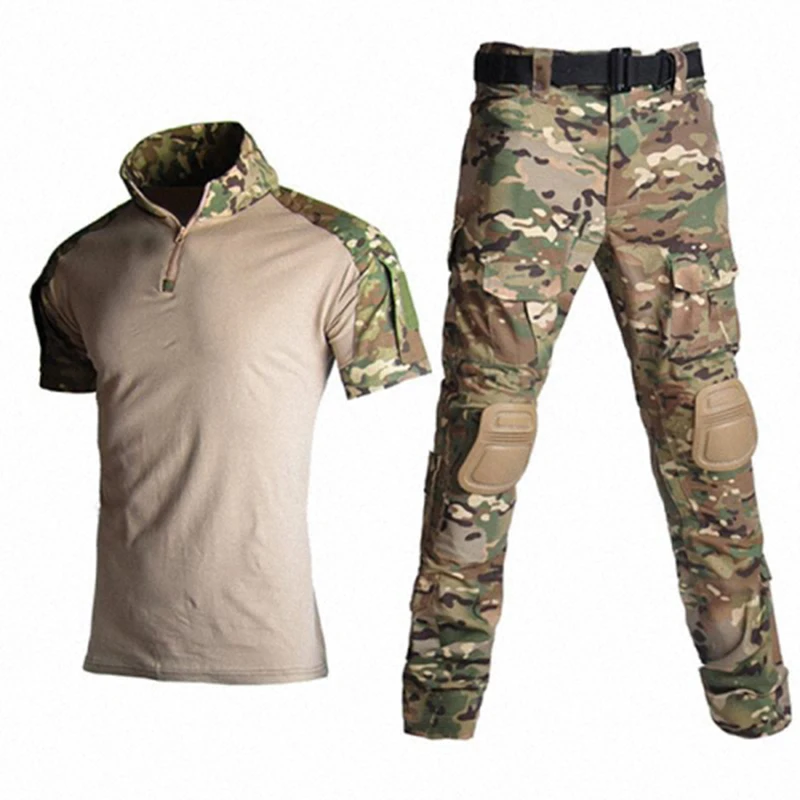 Tactical Uniform Men Army Combat Suit Summer Short Sleeve Shirt + Pants Knee Pads Camouflage Airsoft Paintball Military Clothing
Tactical Uniform Men Army Combat Suit Summer Short Sleeve Shirt + Pants Knee Pads Camouflage Airsoft Paintball Military Clothing