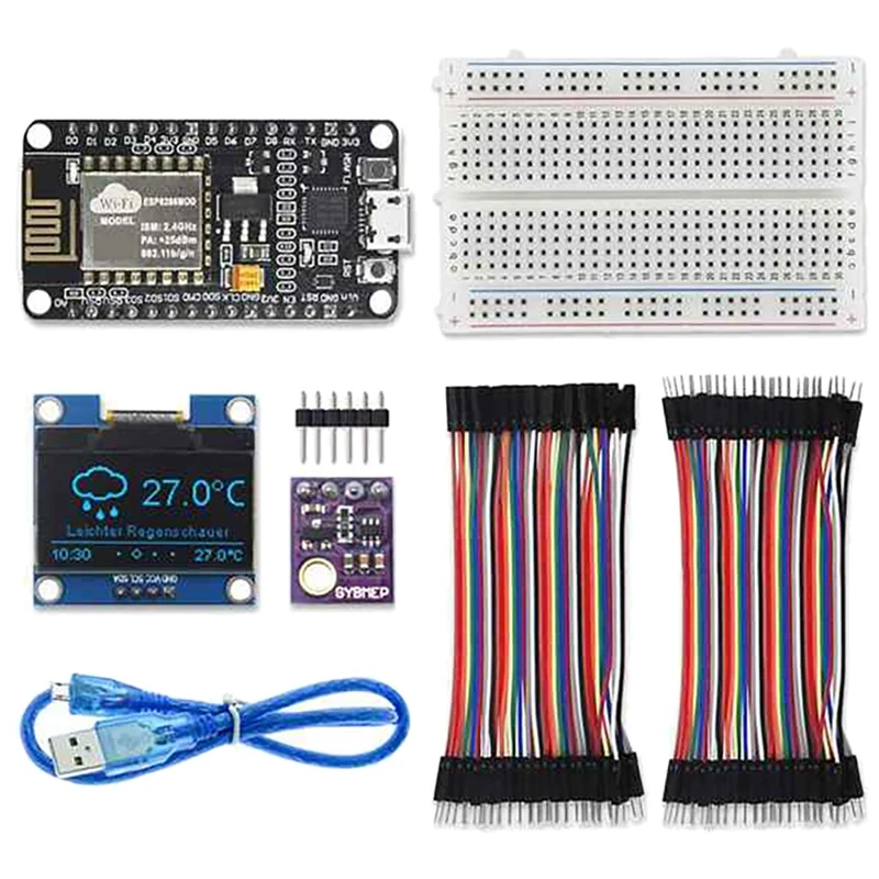 Wifi Weather Station Kit BMP280 Temperature Humidity Pressure Sensor + OLED IIC LCD Display + Jumper Wire
Wifi Weather Station Kit BMP280 Temperature Humidity Pressure Sensor + OLED IIC LCD Display + Jumper Wire