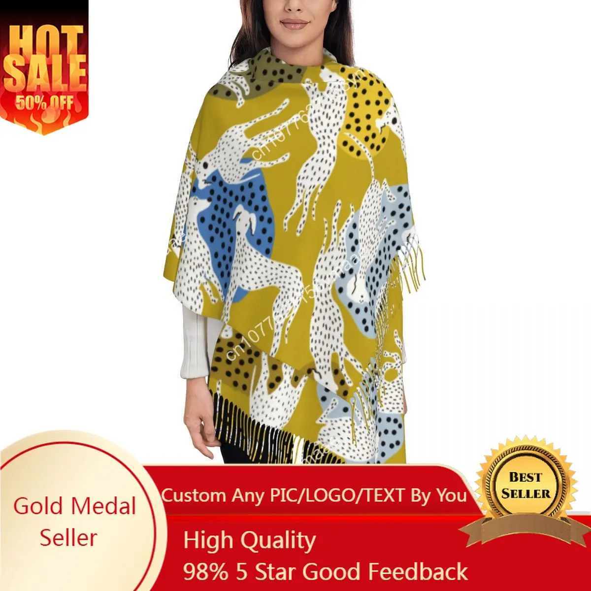 Custom Greyhound Shawl Wraps for Womens Warm Large Long Scarf Animal Dog Neckerchief Tassel Scarves
Custom Greyhound Shawl Wraps for Womens Warm Large Long Scarf Animal Dog Neckerchief Tassel Scarves