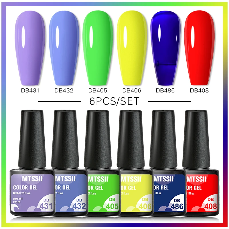 Mtssii 6PC/SET Gel Nail Polish Set Summer Neon Vernis Semi Permanent Hybrid Gel Varnish Soak Off UV LED Nail Art Gel Varnishes
Mtssii 6PC/SET Gel Nail Polish Set Summer Neon Vernis Semi Permanent Hybrid Gel Varnish Soak Off UV LED Nail Art Gel Varnishes