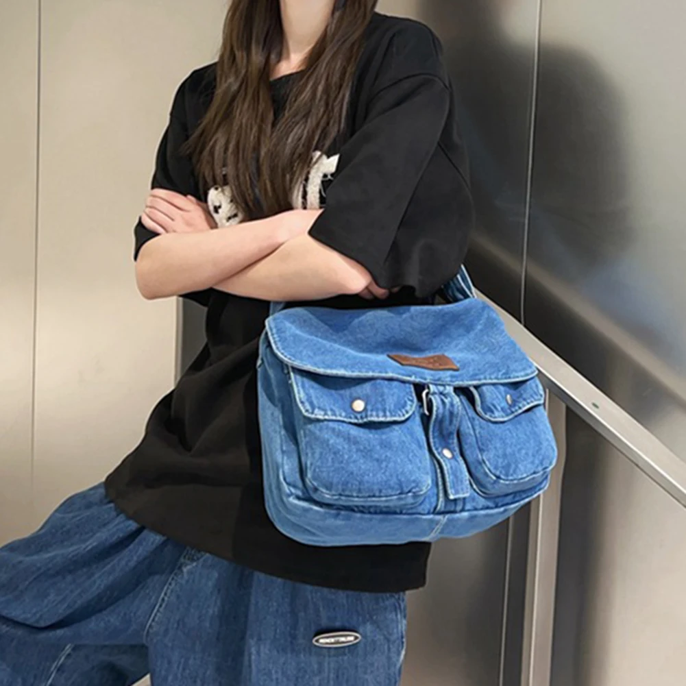 Women Denim Shoulder Bag Multi Pocket Casual Sling Bag Large Capacity Versatile Adjustable Strap Jean Bag for Travel Work сумка
Women Denim Shoulder Bag Multi Pocket Casual Sling Bag Large Capacity Versatile Adjustable Strap Jean Bag for Travel Work сумка