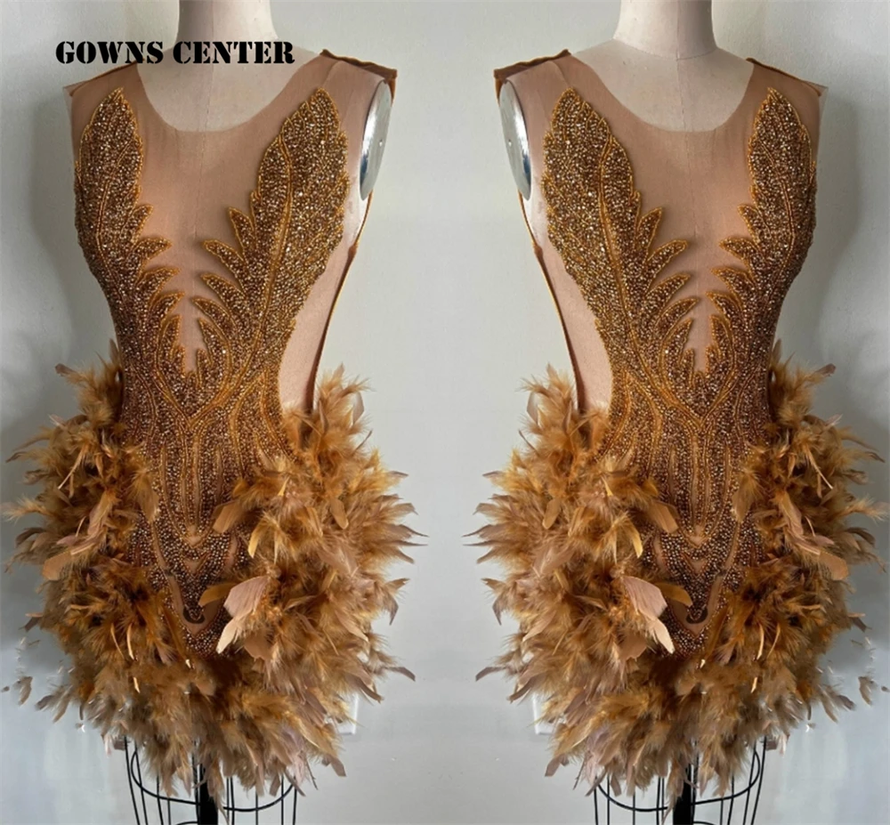 Brown Feathers Crystal Beading Prom Dresses 2024 African Luxury Birthday Dresses See Thru Mermaid Mini Cocktail Dress Shinning
Brown Feathers Crystal Beading Prom Dresses 2024 African Luxury Birthday Dresses See Thru Mermaid Mini Cocktail Dress Shinning