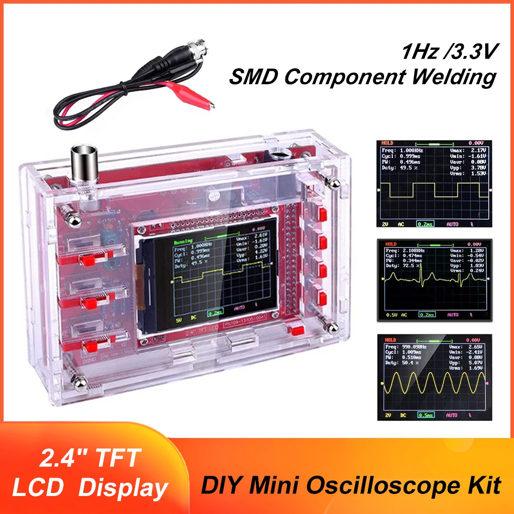 Hot Sale Fully Assembled Digital Oscilloscope 2.4" TFT LCD Display with Alligator Probe Test Clip Transparent Acrylic Case
Hot Sale Fully Assembled Digital Oscilloscope 2.4" TFT LCD Display with Alligator Probe Test Clip Transparent Acrylic Case