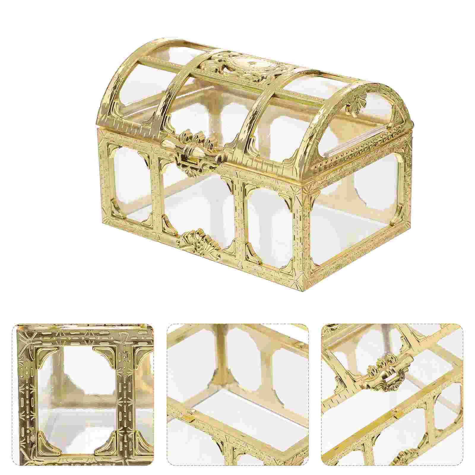 

Коробка С Сокровищами для пиратов, детские пластиковые ювелирные изделия, Прозрачный декор, винтажный шкатулка для хранения драгоценных камней, прозрачная шкатулка