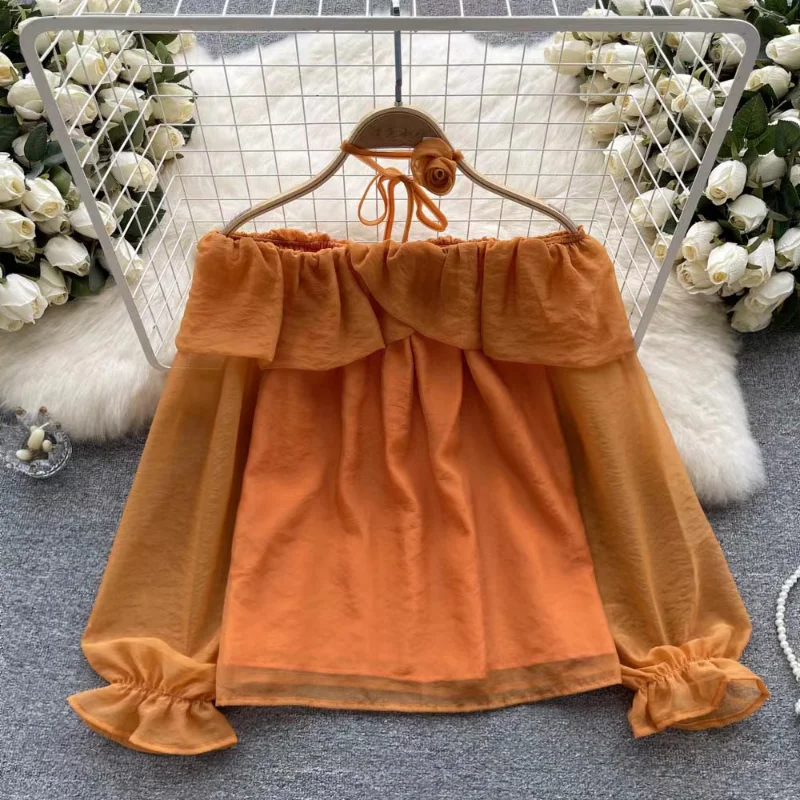 2023 Woman Elegant Tops Fashion See Through Sexy Off Shoulder Long Sleeve Chiffon Shirts and Blouses Spring Solid Blusas 26561
2023 Woman Elegant Tops Fashion See Through Sexy Off Shoulder Long Sleeve Chiffon Shirts and Blouses Spring Solid Blusas 26561