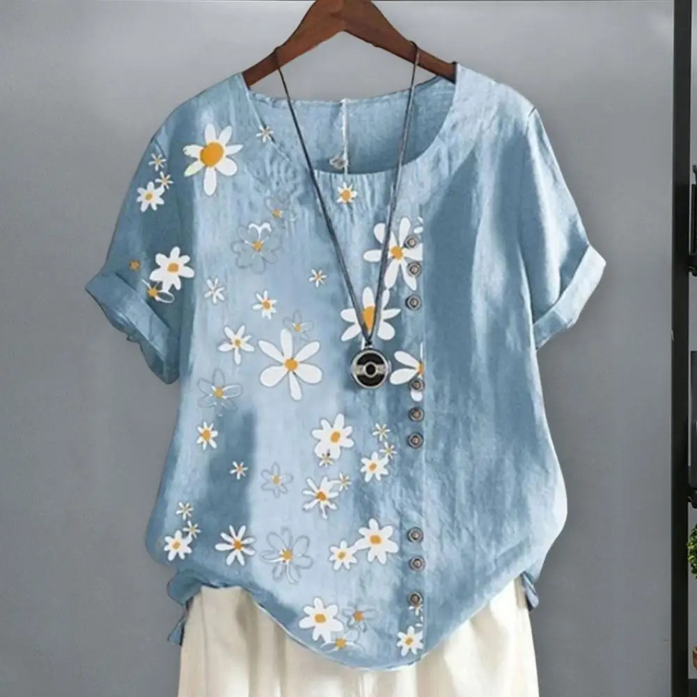 Chic Summer Blouse Soft Floral Printing Summer Blouse Short Sleeves O Neck Lady Top Lady Garment
Chic Summer Blouse Soft Floral Printing Summer Blouse Short Sleeves O Neck Lady Top Lady Garment