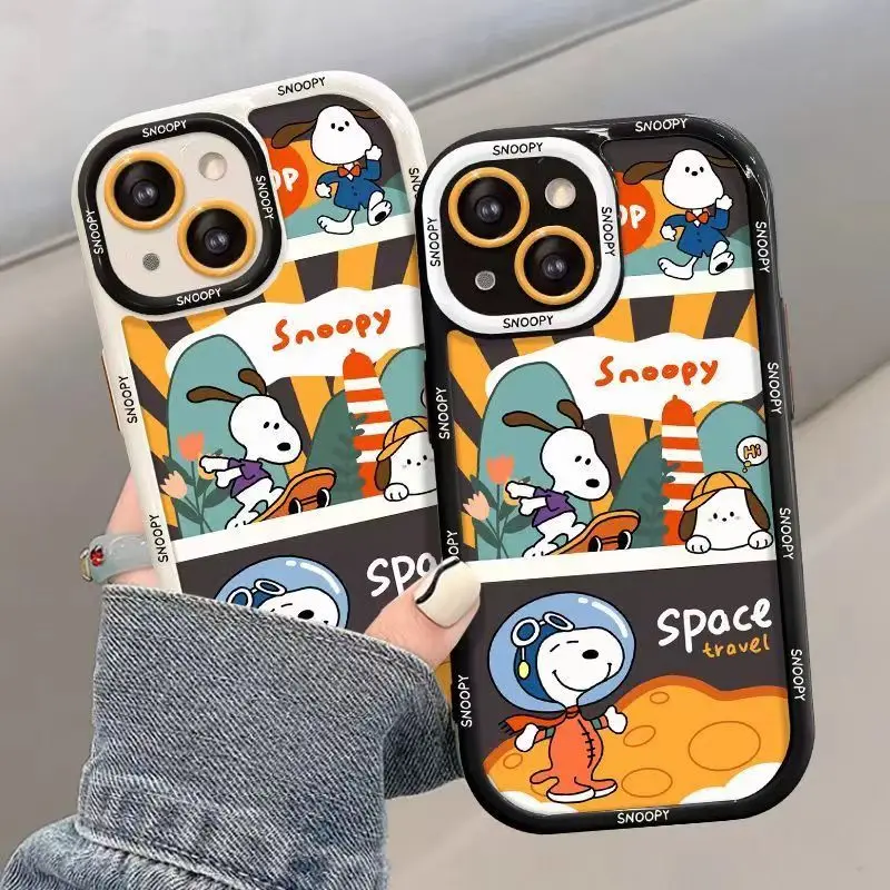 Милый мультяшный Снупи чехол для телефона iPhone 15 14 13 12 11 X Pro Max Plus женский