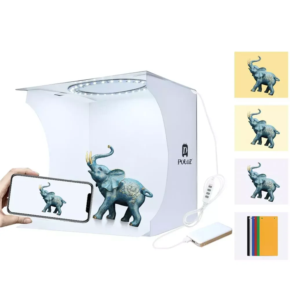 Mini Folding Photo Studio Box With LED Light Ring Lightbox Portable Photography Tabletop Shooting Tent Box Kit For DSLR Camera
Mini Folding Photo Studio Box With LED Light Ring Lightbox Portable Photography Tabletop Shooting Tent Box Kit For DSLR Camera