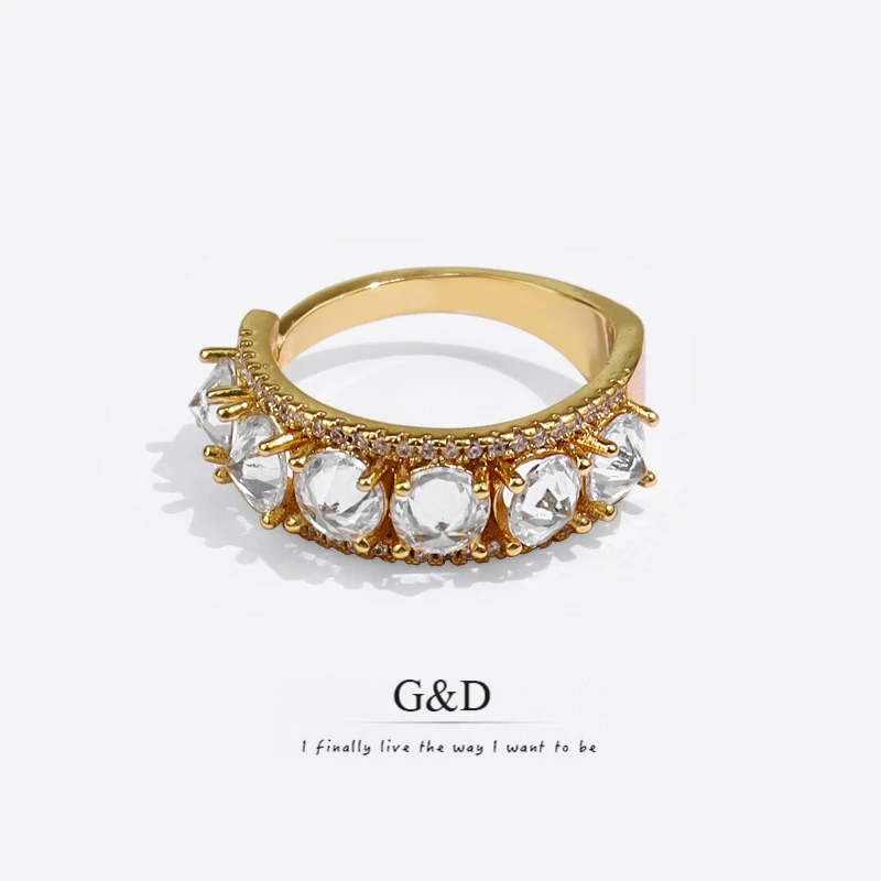 G&D Fashion Gold/Silver Color Rhinestone Zircon Opening Ring for Women Elegant Simple Round Mosaic Crystal Wedding Jewelry Ring
G&D Fashion Gold/Silver Color Rhinestone Zircon Opening Ring for Women Elegant Simple Round Mosaic Crystal Wedding Jewelry Ring