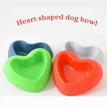 Cute Dog Heart-shaped Bowl Pet Feeder Non-slip Puppy Drinking Water Feeding Food Dishes Cat Colorful Plastics Anti-fall Bowls