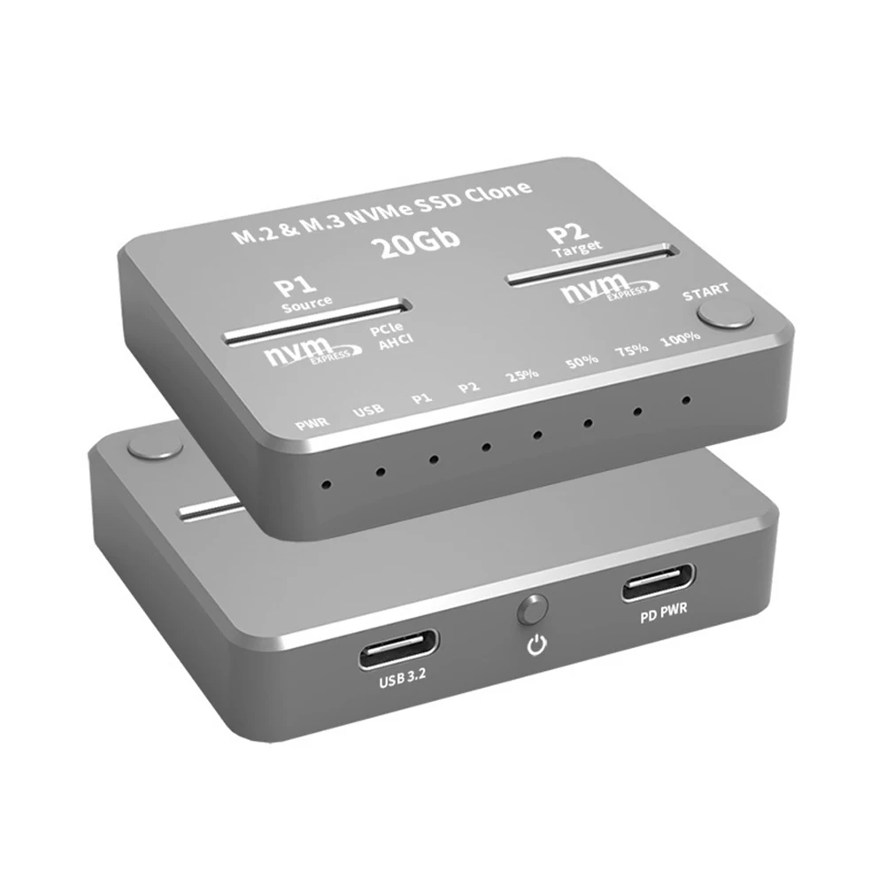 Dual Bay M.2 NVME SSD Enclosure Offline Clone USB C 3.1 Gen2 10Gbps For M Key & M/B Key NVME PCIe SSD Hard Drive Reader
Dual Bay M.2 NVME SSD Enclosure Offline Clone USB C 3.1 Gen2 10Gbps For M Key & M/B Key NVME PCIe SSD Hard Drive Reader