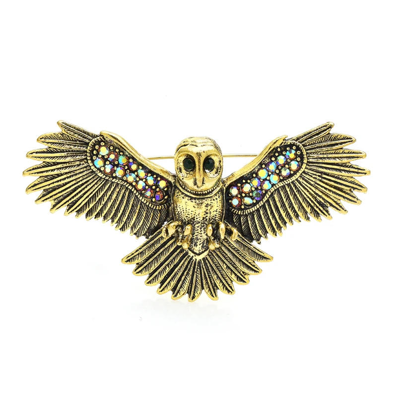 

Wuli&baby Vintage Flying Owl Brooches For Women Unisex 2-color Cute Bird Party Casual Brooch Pin Gifts