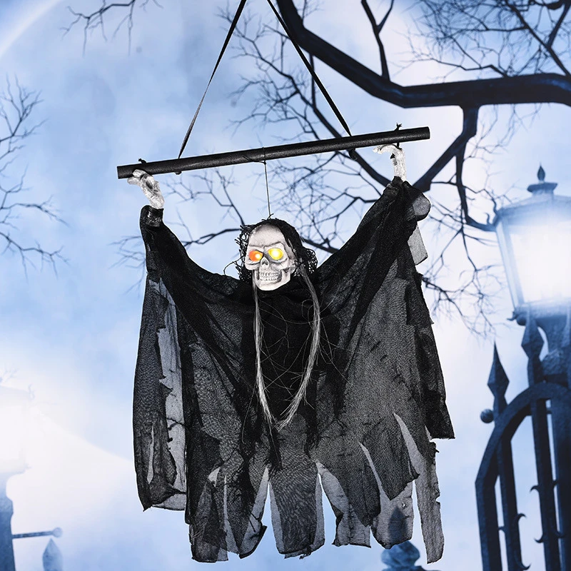 Halloween Electric Toy Flying Ghost with Sound Flashing Eyes Hanging Skeleton Ghost Prop Haunted House Bar Home Party Decoration
Halloween Electric Toy Flying Ghost with Sound Flashing Eyes Hanging Skeleton Ghost Prop Haunted House Bar Home Party Decoration