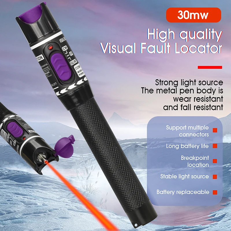 30MW Optical Fiber Cable Tester Visual Fault Locator 30mW FC/SC/ST Connector Optic Red Laser Light Pen Type
30MW Optical Fiber Cable Tester Visual Fault Locator 30mW FC/SC/ST Connector Optic Red Laser Light Pen Type