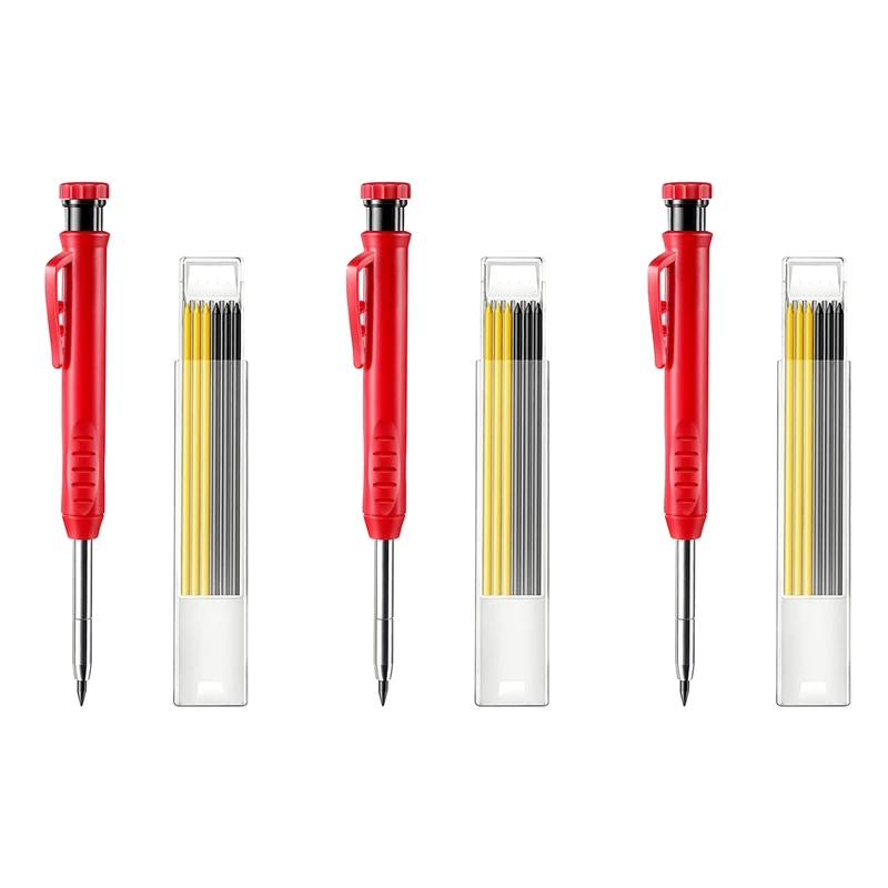 3X Solid Carpenter Pencil Set With 21 Refill Leads, Built-In Sharpener, Deep Hole Mechanical Pencil Marker Marking Tool
3X Solid Carpenter Pencil Set With 21 Refill Leads, Built-In Sharpener, Deep Hole Mechanical Pencil Marker Marking Tool