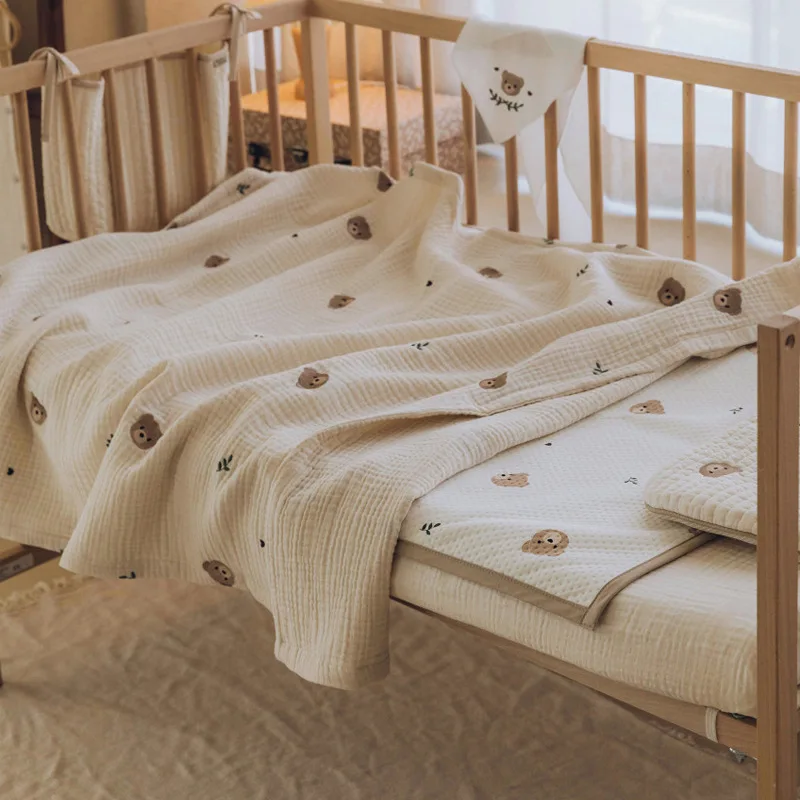 Baby Swaddling Blanket 6 Layer Embroidery Bear Print Bamboo Cotton Gauze Newborn Receving Blanket Kids Infant Bath Towel
Baby Swaddling Blanket 6 Layer Embroidery Bear Print Bamboo Cotton Gauze Newborn Receving Blanket Kids Infant Bath Towel