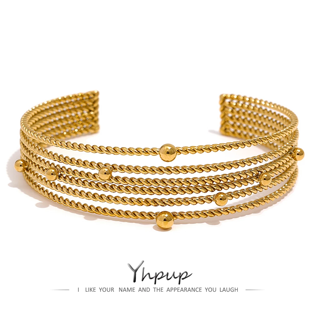 Yhpup New Stainless Steel Multilayer Fashion Open Charm Bracelet Bangle 2022 for Women PVD 18k-gold-plated Waterproof Jewelry
Yhpup New Stainless Steel Multilayer Fashion Open Charm Bracelet Bangle 2022 for Women PVD 18k-gold-plated Waterproof Jewelry