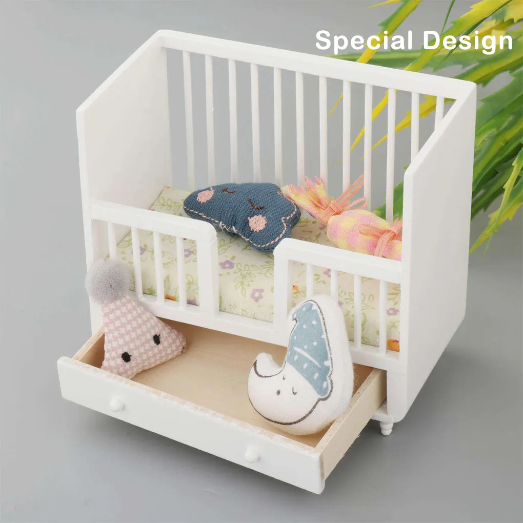 Mini-House Bed Model White Wood Baby Crib Simulation Furniture Children s Home Bedroom Living-Room Set Role-Play
Mini-House Bed Model White Wood Baby Crib Simulation Furniture Children s Home Bedroom Living-Room Set Role-Play
