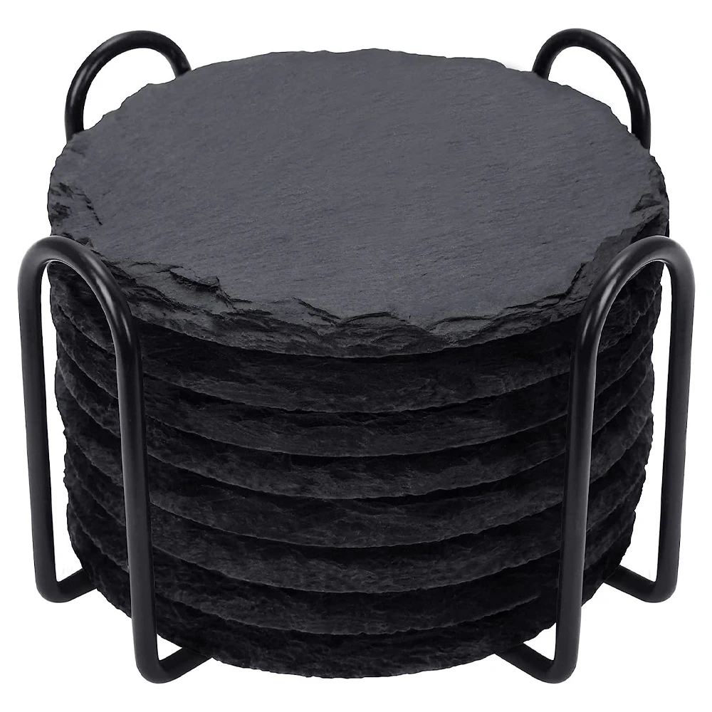 Круглые подставки для напитков из сланца, черные, набор из 8 штук
Круглые подставки для напитков из сланца, черные, набор из 8 штук