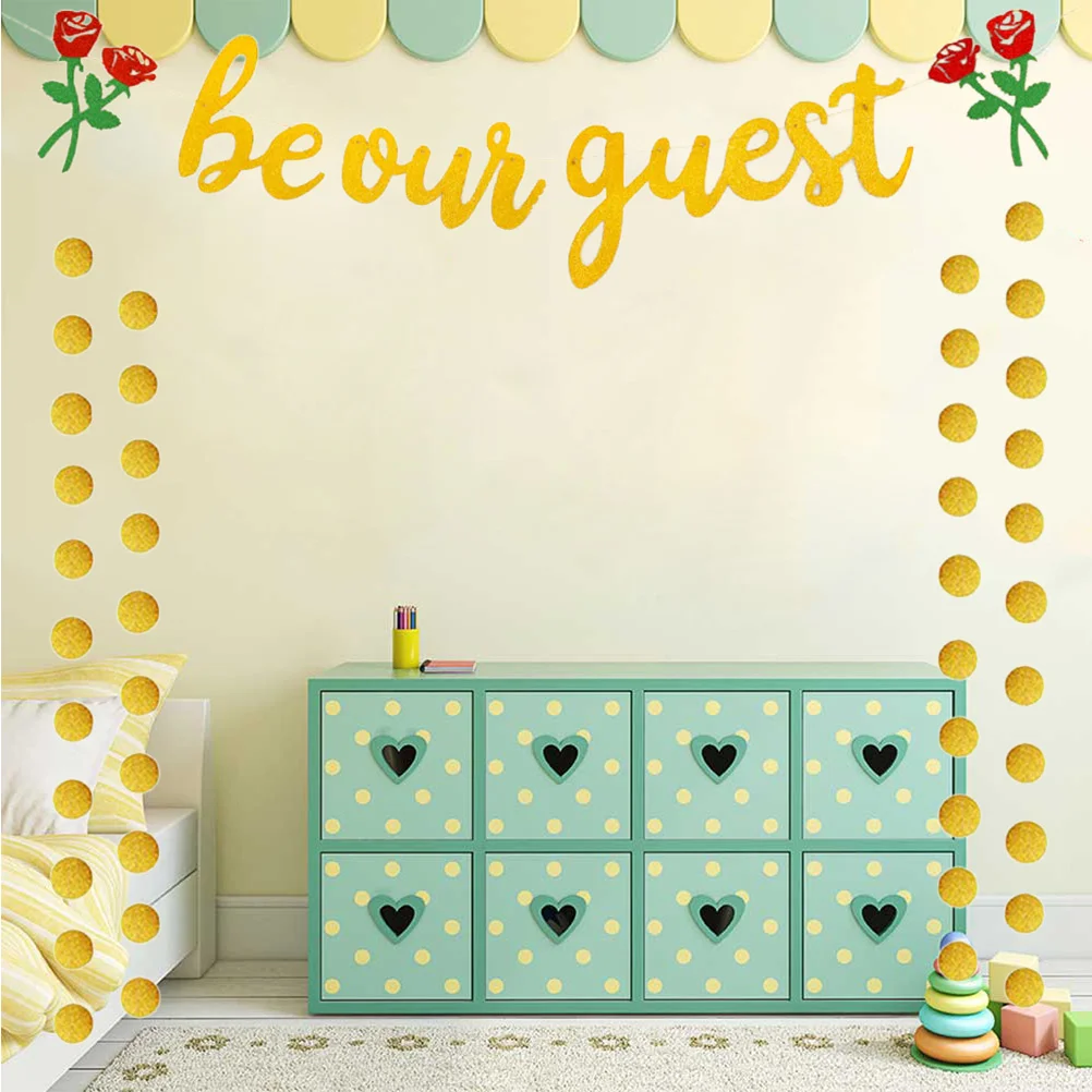 Engagement Rose Decor Banner Be Our Guest Round Piece Hanging Banner for Single Party Engagement Wedding (1 String Roses To Be
Engagement Rose Decor Banner Be Our Guest Round Piece Hanging Banner for Single Party Engagement Wedding (1 String Roses To Be