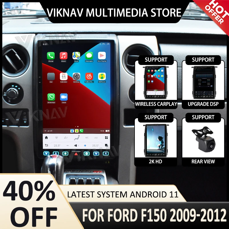 Автомобильный радиоприемник 14,4 дюймов Android 11 для Ford F150 2009-2012, Беспроводной мультимедийный стерео плеер Carplay с GPS-навигацией
Автомобильный радиоприемник 14,4 дюймов Android 11 для Ford F150 2009-2012, Беспроводной мультимедийный стерео плеер Carplay с GPS-навигацией