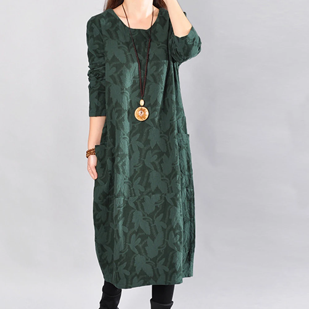 Autumn Winter Sweatshirt Green Print Vintage Dress Women O-Neck Long Sleeve Dress Casual Solid Loose Vestido Sundress Robe
Autumn Winter Sweatshirt Green Print Vintage Dress Women O-Neck Long Sleeve Dress Casual Solid Loose Vestido Sundress Robe