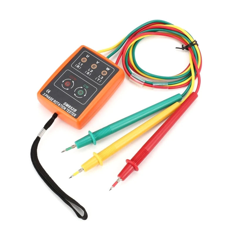 

60V~600V AC 3 Phase Sequence Presence Rotation Indicator Tester Detector Meter with LED & Buzzer Tester Phase Indicator