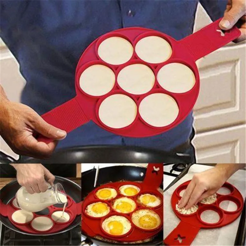 Silicone Pancake Maker Multiple Shapes 7 Holes Nonstick Baking Mold Ring Fried Egg Molds for Family Cooking Kitchenware Gadgets
Silicone Pancake Maker Multiple Shapes 7 Holes Nonstick Baking Mold Ring Fried Egg Molds for Family Cooking Kitchenware Gadgets