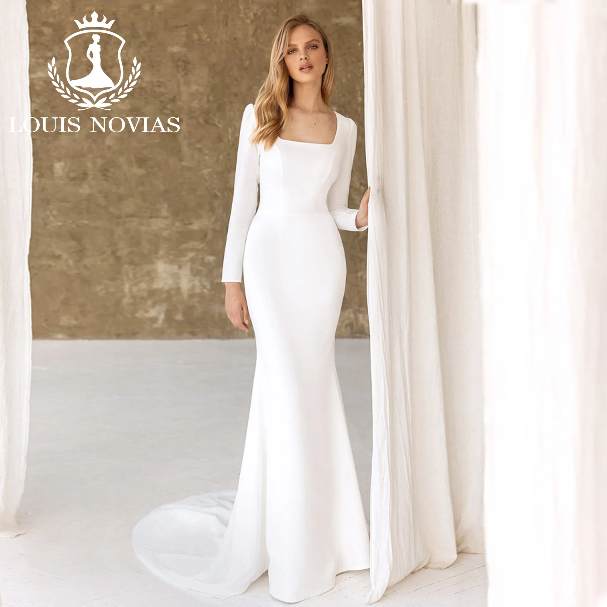 Женское свадебное платье с длинным рукавом LOUIS NOVIAS, атласное платье с квадратным вырезом и юбкой-годе, модель 2023
Женское свадебное платье с длинным рукавом LOUIS NOVIAS, атласное платье с квадратным вырезом и юбкой-годе, модель 2023