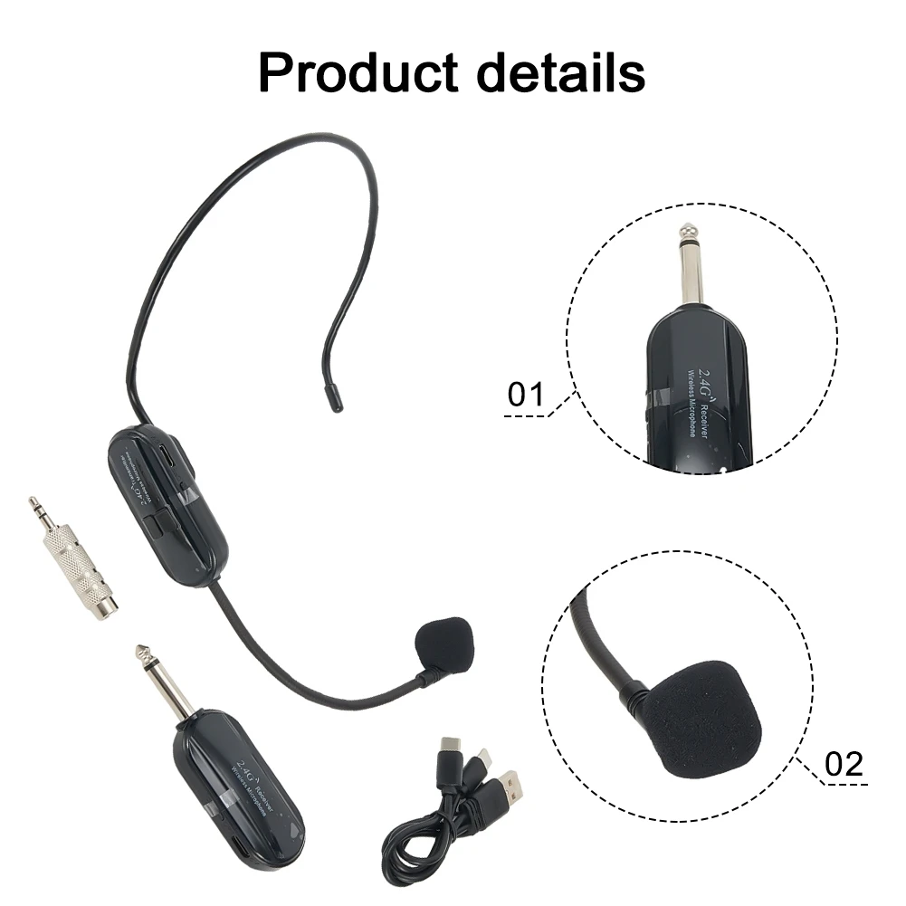 2.4G Wireless Microphone Headset 160FT Range Mic System For Teach Outdoor Speech Built-In High Sensitivity Condenser Microphone
2.4G Wireless Microphone Headset 160FT Range Mic System For Teach Outdoor Speech Built-In High Sensitivity Condenser Microphone
