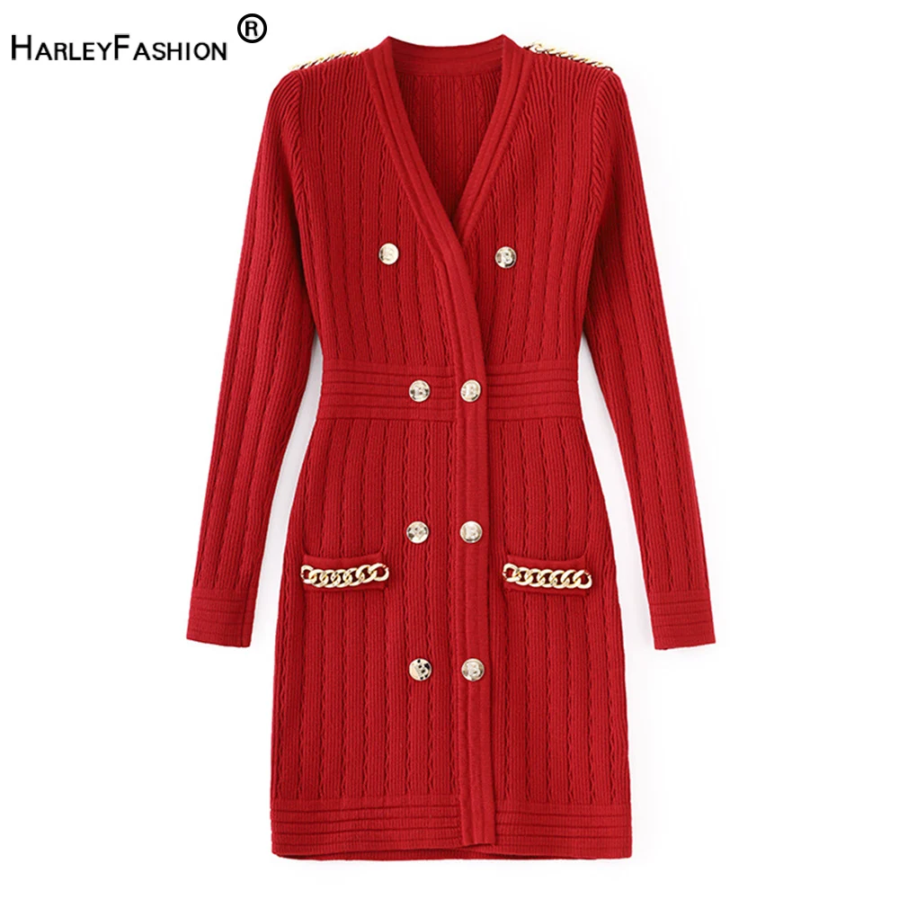 2023 Spring Autumn New Design V-neck Exquisite Gold Chain Elegant Black/White/Red Plain Color Knitting Women Stunning Dress
2023 Spring Autumn New Design V-neck Exquisite Gold Chain Elegant Black/White/Red Plain Color Knitting Women Stunning Dress