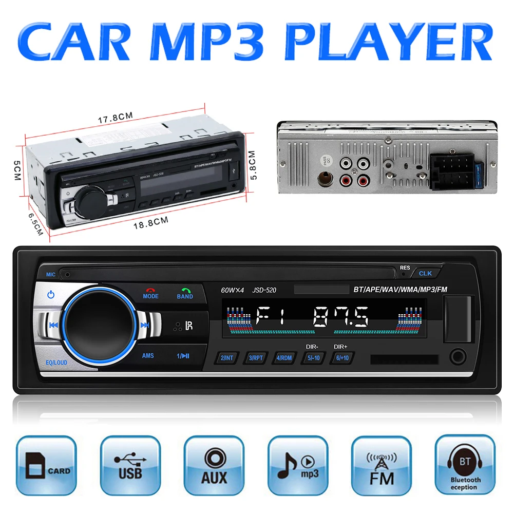 Car Radio Stereo Player LCD Display Digital Bluetooth-compatible 4.0 FM Radio Stereo Auto MP3 Player Audio Playback Hands-free
Car Radio Stereo Player LCD Display Digital Bluetooth-compatible 4.0 FM Radio Stereo Auto MP3 Player Audio Playback Hands-free