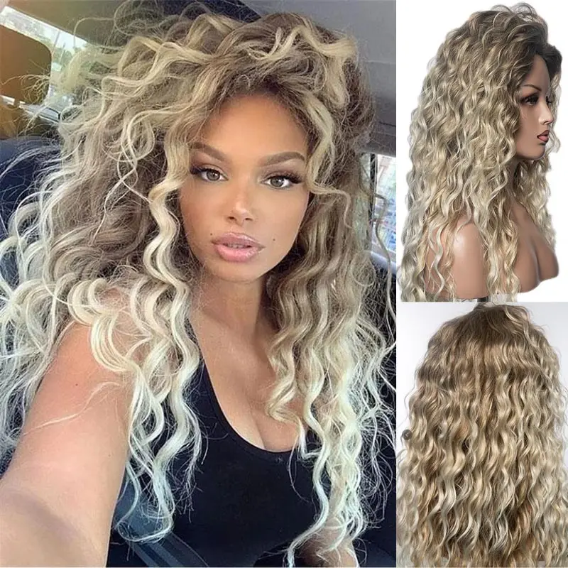 

Charming Party Wigs Long Hair Wig Womens Fashion Wigs Blonde Synthetic Hair Long Curly Wavy Wigs Soft & Healthy Wigs Perruque