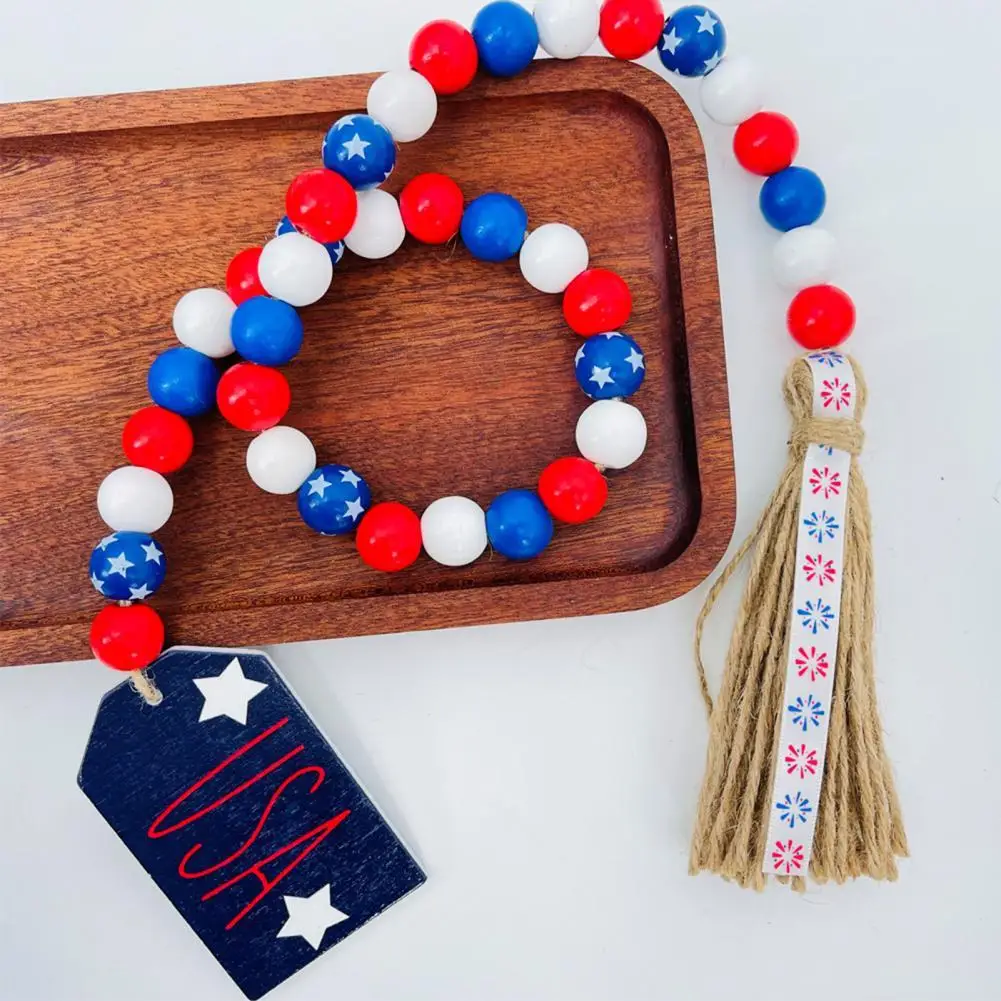 Wood Bead Garland with Tassels Star Design Red Blue American Independence Day Hanging Wood Beads for Festival
Wood Bead Garland with Tassels Star Design Red Blue American Independence Day Hanging Wood Beads for Festival