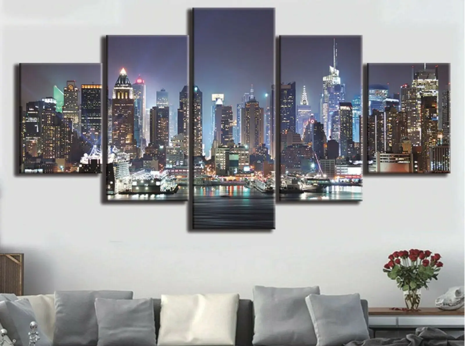New York Modern City at Night 5 Pcs Canvas Wall Art Painting Poster Home Decor 5 Panel HD Print Pictures No Framed 5 Piece
New York Modern City at Night 5 Pcs Canvas Wall Art Painting Poster Home Decor 5 Panel HD Print Pictures No Framed 5 Piece