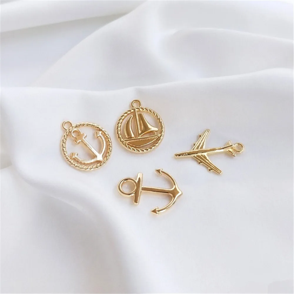 14K Gold Filled Plated Accessories Sailboat aircraft ship anchor pendant DIY hand made bracelet necklace pendant
14K Gold Filled Plated Accessories Sailboat aircraft ship anchor pendant DIY hand made bracelet necklace pendant
