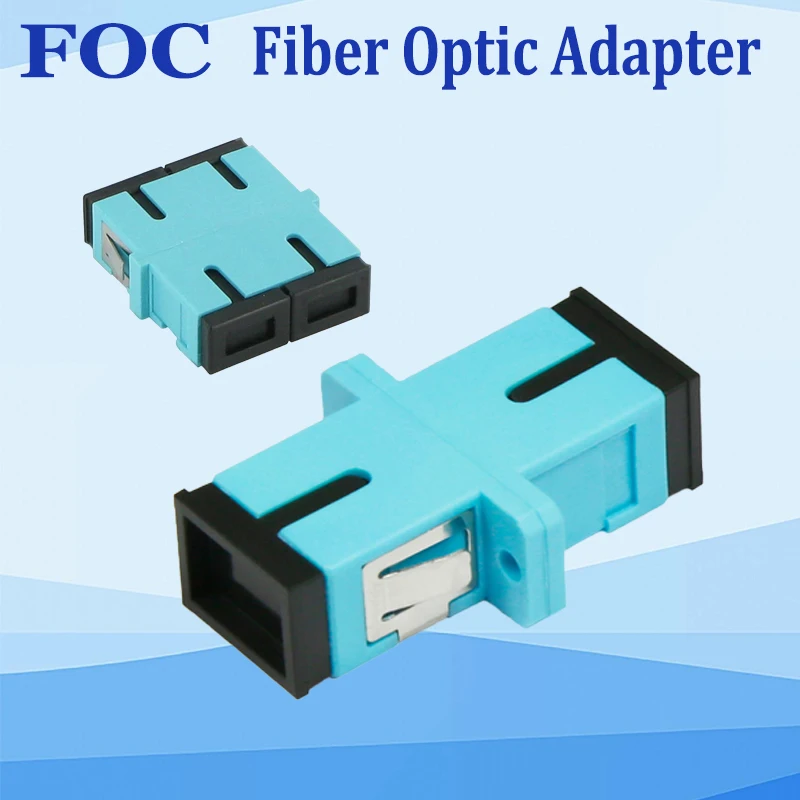 

50Pcs Fiber Optic Adapter SC/UPC Multimode OM3 Simplex Duplex, Aqua Optical Fibre Coupler