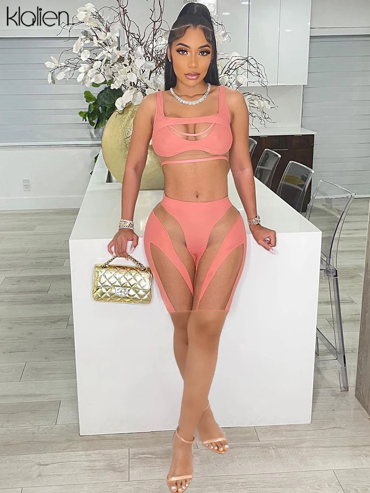 KLALIEN Fashion Casual Sexy Mesh Patchwork Matching Set Women Slim Stretch Tank Top and Shorts Two Piece Set Streetwear Summer
KLALIEN Fashion Casual Sexy Mesh Patchwork Matching Set Women Slim Stretch Tank Top and Shorts Two Piece Set Streetwear Summer