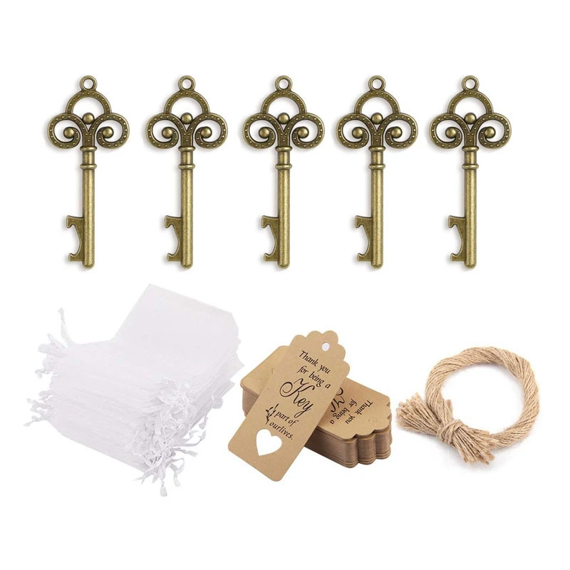 50 Pcs Rustic Vintage Skeleton Key Bottle Opener With Tag Cards Sheer Bag For Guests Wedding Party Favors Souvenir Gifts
50 Pcs Rustic Vintage Skeleton Key Bottle Opener With Tag Cards Sheer Bag For Guests Wedding Party Favors Souvenir Gifts
