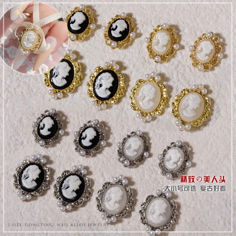 10 Pcs Retro Beauty Head Nail Art Decoration Pearl Metal Gold and Silver Fashion Nail luxurious Accessories QB1129-1136
10 Pcs Retro Beauty Head Nail Art Decoration Pearl Metal Gold and Silver Fashion Nail luxurious Accessories QB1129-1136