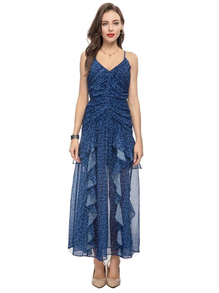 Designer Fashion 2023 Summer New Women'S Elegant Celebrity Strap Printed Chiffon Long Dress Party Casual Vintage High Quality
Designer Fashion 2023 Summer New Women'S Elegant Celebrity Strap Printed Chiffon Long Dress Party Casual Vintage High Quality