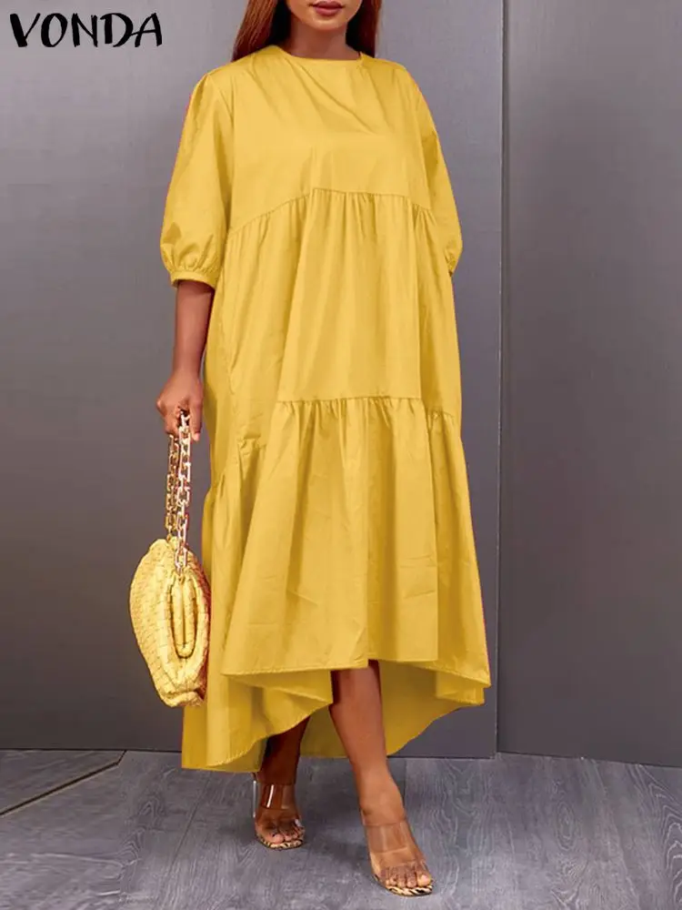 VONDA Bohemian Holiday Party Sundress Summer Women Half Sleeve Loose Long Dress 2022 Casual Pleated Solid Beach Vestidos Robe
VONDA Bohemian Holiday Party Sundress Summer Women Half Sleeve Loose Long Dress 2022 Casual Pleated Solid Beach Vestidos Robe