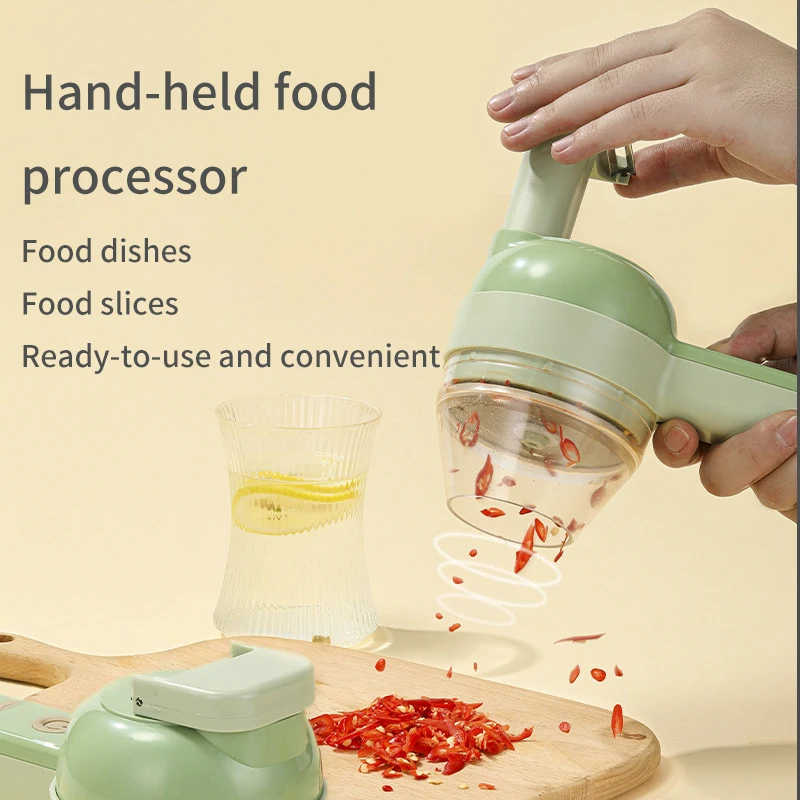 4 In 1 Handheld Electric Vegetable Cutter Set Durable Chili Vegetable Crusher Kitchen Tool USB Charging Ginger Masher Machine
4 In 1 Handheld Electric Vegetable Cutter Set Durable Chili Vegetable Crusher Kitchen Tool USB Charging Ginger Masher Machine