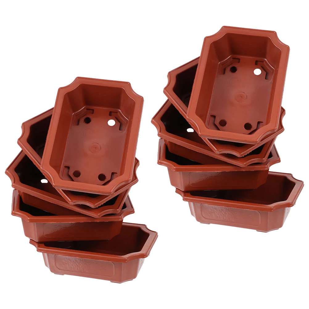 10pcs Bonsai Pots Vintage Style Plastic Bonsai Plants Growing Pot Rectangular Classical Flower Pot
10pcs Bonsai Pots Vintage Style Plastic Bonsai Plants Growing Pot Rectangular Classical Flower Pot