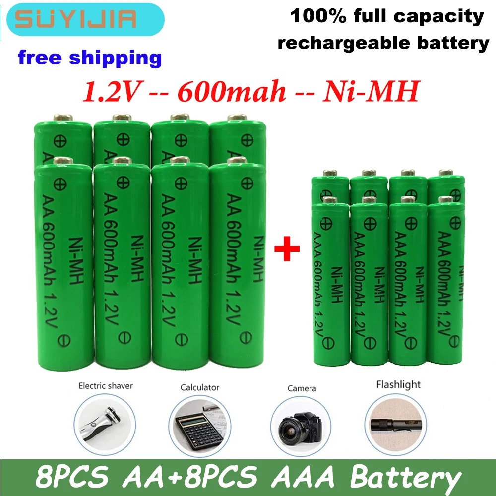 Brand New Ni-MH Rechargeable Battery 1.2v AA AAA 600mAh for Mp3 Mobile Phone Remote Control LED Flashlight Toy Digital Battery
Brand New Ni-MH Rechargeable Battery 1.2v AA AAA 600mAh for Mp3 Mobile Phone Remote Control LED Flashlight Toy Digital Battery