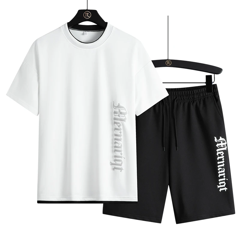 New Summer Men's Casual Sports Suit Ice Silk Cool Thin Short Sleeve T-shirt Shorts Sets Soild Fashion Printed Tracksuit Joggers
New Summer Men's Casual Sports Suit Ice Silk Cool Thin Short Sleeve T-shirt Shorts Sets Soild Fashion Printed Tracksuit Joggers