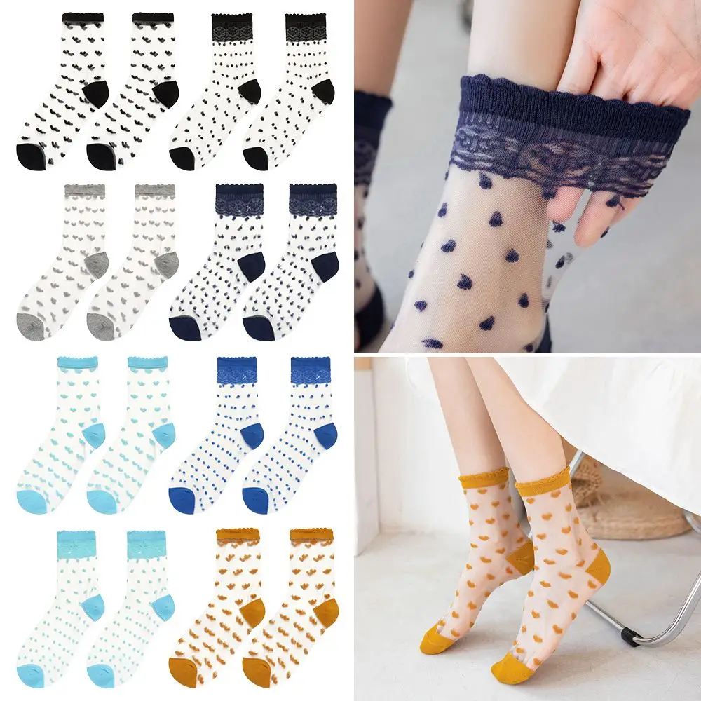 Ladies Black White Crystal Silk Polka Dot Transparent Sock Ankle Socks Lace Socks Women Stockings
Ladies Black White Crystal Silk Polka Dot Transparent Sock Ankle Socks Lace Socks Women Stockings